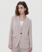 Linen Blazer Suit with Stripe Design for Office Wear and Professional Attire