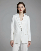 Linen Blazer Suit with Stripe Design for Office Wear and Professional Attire