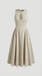 Linen Cutout Dress for Women - Casual Summer Style - Lightweight and Breathable Fabric - Perfect for Outdoor Events