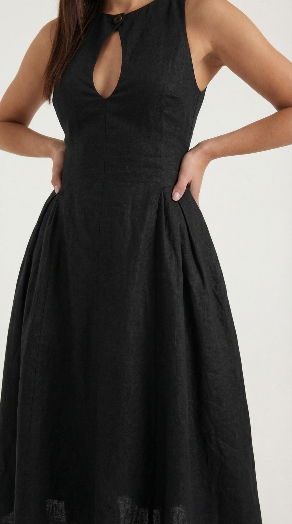 Linen Cutout Dress for Women - Casual Summer Style - Lightweight and Breathable Fabric - Perfect for Outdoor Events