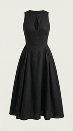 Linen Cutout Dress for Women - Casual Summer Style - Lightweight and Breathable Fabric - Perfect for Outdoor Events