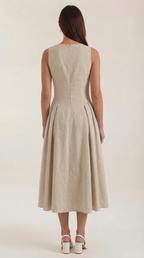 Linen Cutout Dress for Women - Casual Summer Style - Lightweight and Breathable Fabric - Perfect for Outdoor Events