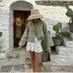 Linen Front-Tie Top for Women - Casual Summer Style in Sicily Design
