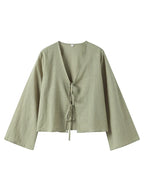 Linen Front-Tie Top for Women - Casual Summer Style in Sicily Design