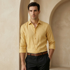 Linen Long Sleeve Button-Up Shirt for Men | Smart Casual Wear