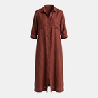 Linen Maxi Shirt Dress for Women - Button Front, Casual Summer Style