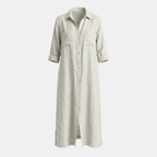 Linen Maxi Shirt Dress for Women - Button Front, Casual Summer Style