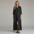 Linen Maxi Shirt Dress for Women - Button Front, Casual Summer Style
