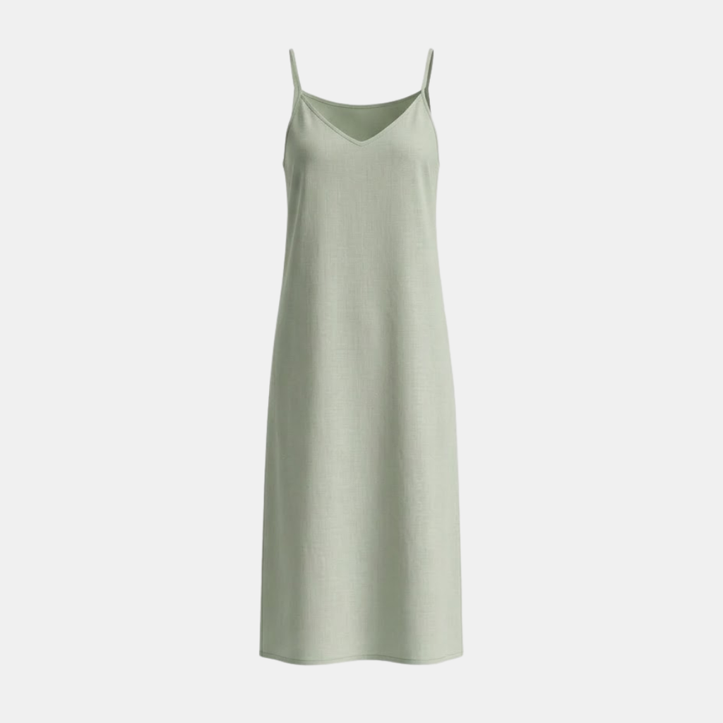 Linen Midi Slip Dress for Women - Summer Casual Wear, Lightweight and Breathable