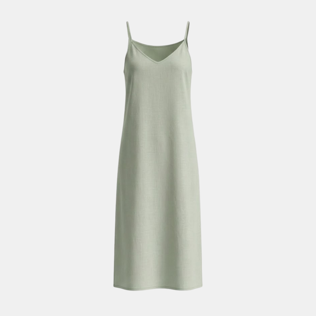 Linen Midi Slip Dress for Women - Summer Casual Wear, Lightweight and Breathable