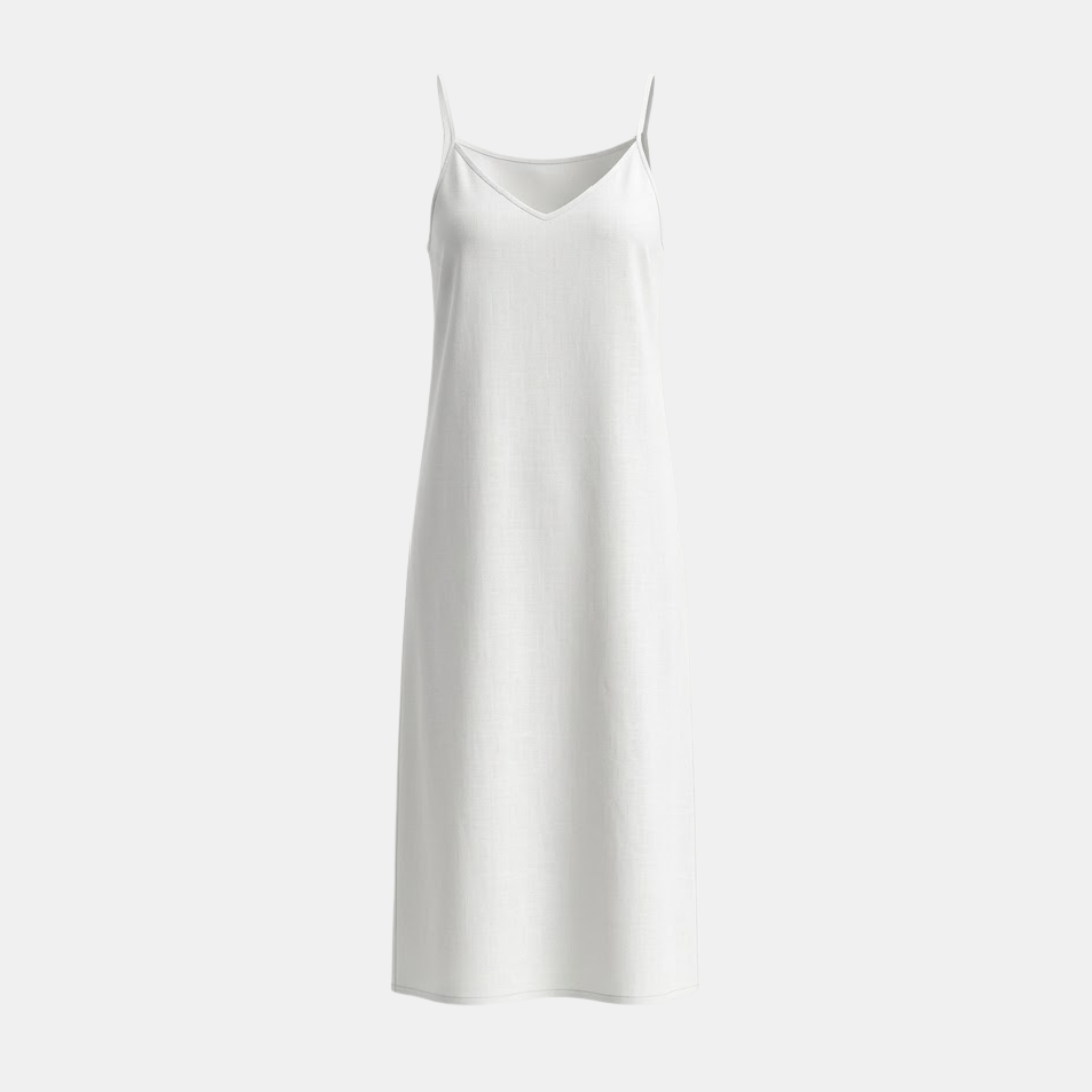 Linen Midi Slip Dress for Women - Summer Casual Wear, Lightweight and Breathable