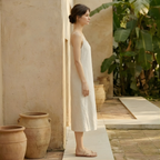 Linen Midi Slip Dress for Women - Summer Casual Wear, Lightweight and Breathable