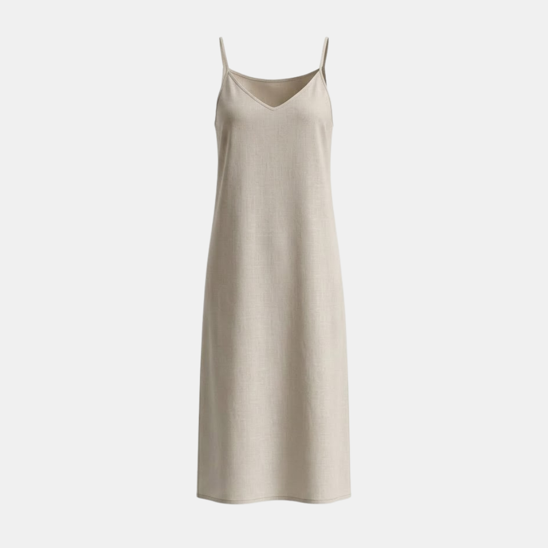 Linen Midi Slip Dress for Women - Summer Casual Wear, Lightweight and Breathable