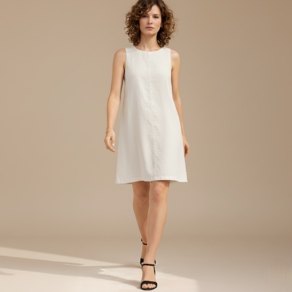 Linen Mini Shift Dress for Women - Sleeveless Casual Summer Wear