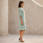 Linen Polka Dot V-Neck Mini Dress for Women - Casual Tunic Style