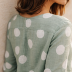 Linen Polka Dot V-Neck Mini Dress for Women - Casual Tunic Style