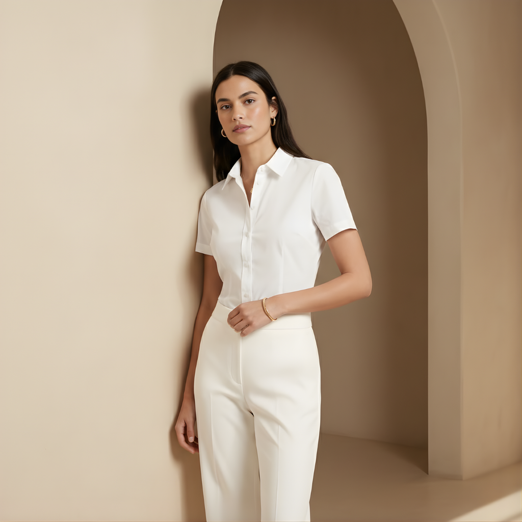 Linen Short Sleeve Women's Shirt for Casual Wear and Everyday Comfort