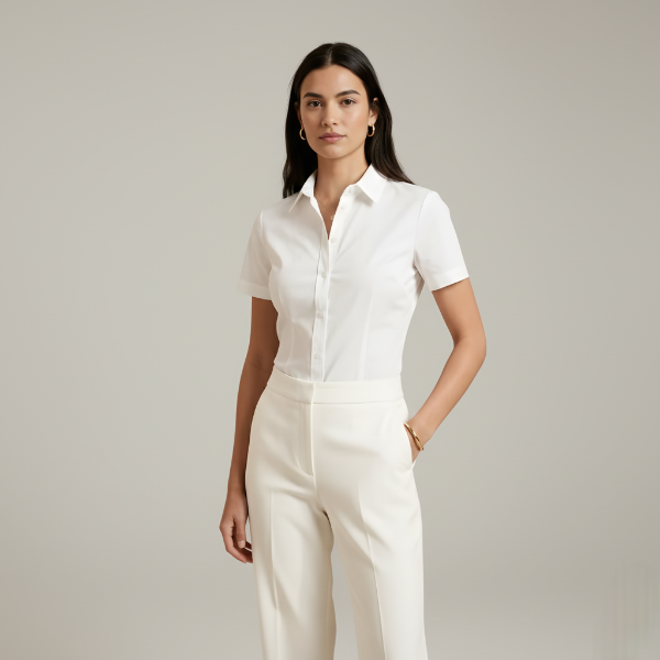 Linen Short Sleeve Women's Shirt for Casual Wear and Everyday Comfort