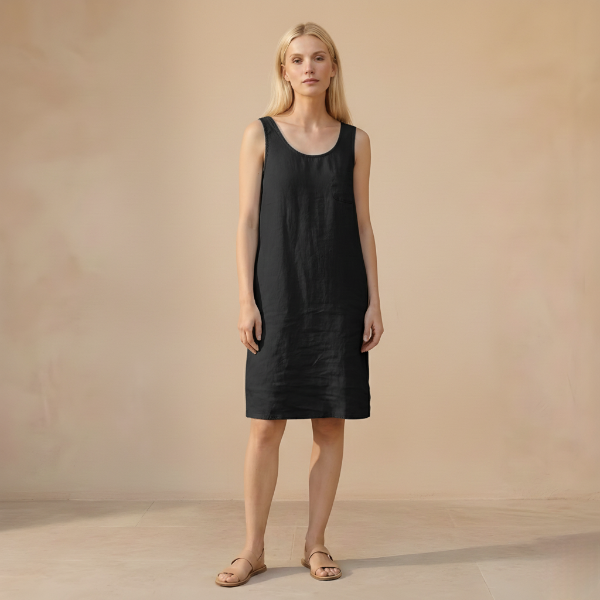 Linen Sleeveless Midi Dress for Women - Summer Casual Wear