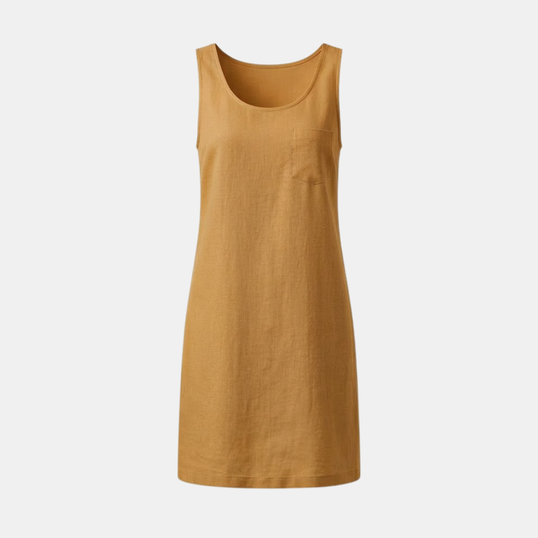Linen Sleeveless Midi Dress for Women - Summer Casual Wear