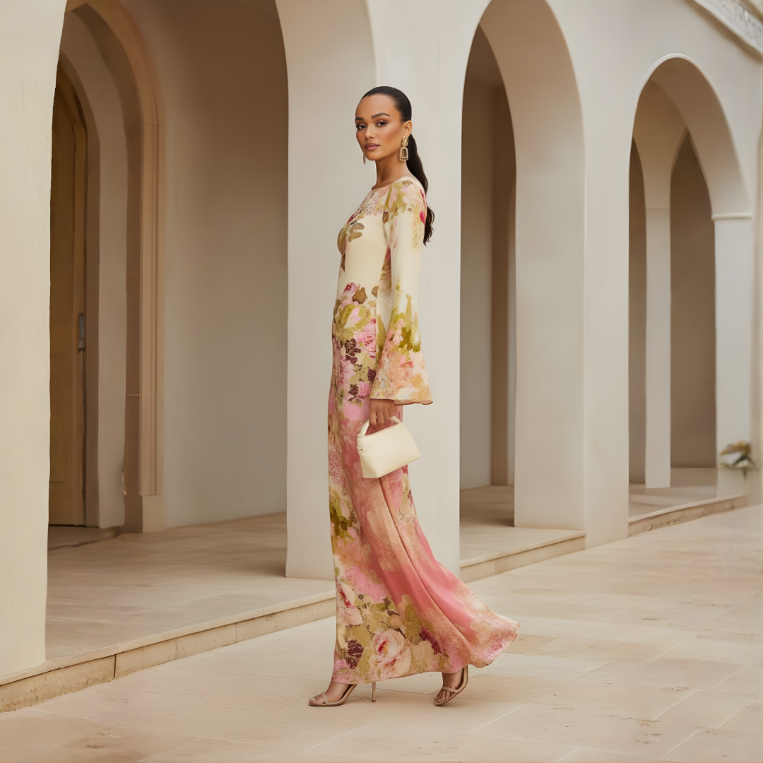 Long Sleeve Maxi Dress in Soft Fabric for Elegant Party Wear