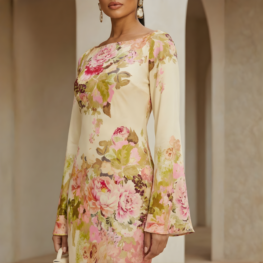 Long Sleeve Maxi Dress in Soft Fabric for Elegant Party Wear