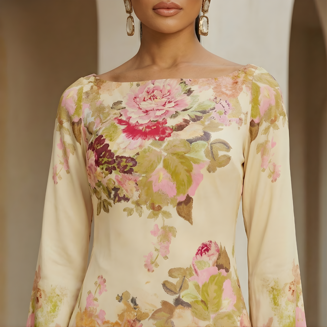 Long Sleeve Maxi Dress in Soft Fabric for Elegant Party Wear