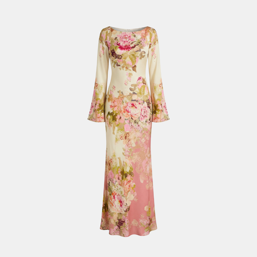Long Sleeve Maxi Dress in Soft Fabric for Elegant Party Wear