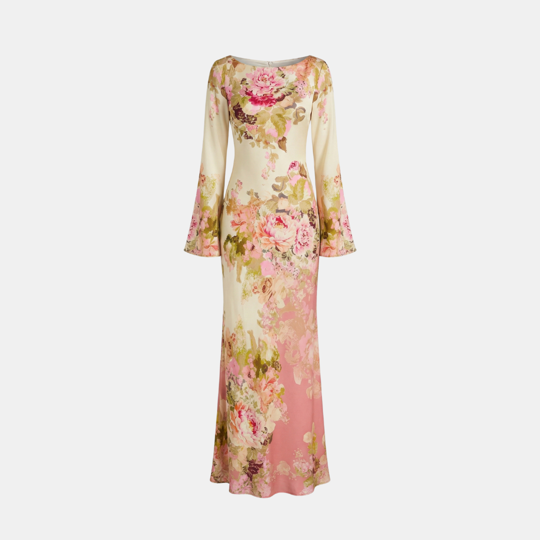 Long Sleeve Maxi Dress in Soft Fabric for Elegant Party Wear
