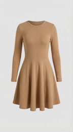 Long Sleeve Pleated Mini Dress in Soft Fabric - Elegant Casual Wear for Parties and Events
