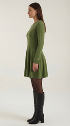 Long Sleeve Pleated Mini Dress in Soft Fabric - Elegant Casual Wear for Parties and Events
