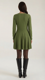 Long Sleeve Pleated Mini Dress in Soft Fabric - Elegant Casual Wear for Parties and Events