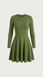 Long Sleeve Pleated Mini Dress in Soft Fabric - Elegant Casual Wear for Parties and Events