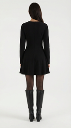 Long Sleeve Pleated Mini Dress in Soft Fabric - Elegant Casual Wear for Parties and Events
