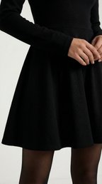 Long Sleeve Pleated Mini Dress in Soft Fabric - Elegant Casual Wear for Parties and Events