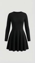 Long Sleeve Pleated Mini Dress in Soft Fabric - Elegant Casual Wear for Parties and Events