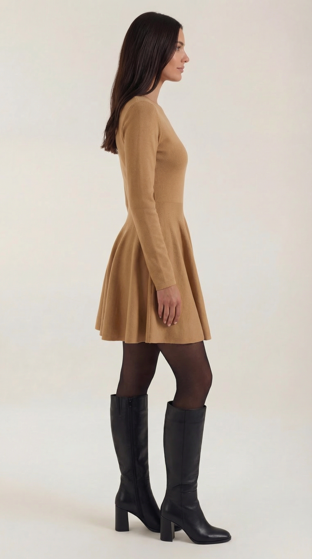 Long Sleeve Pleated Mini Dress in Soft Fabric - Elegant Casual Wear for Parties and Events