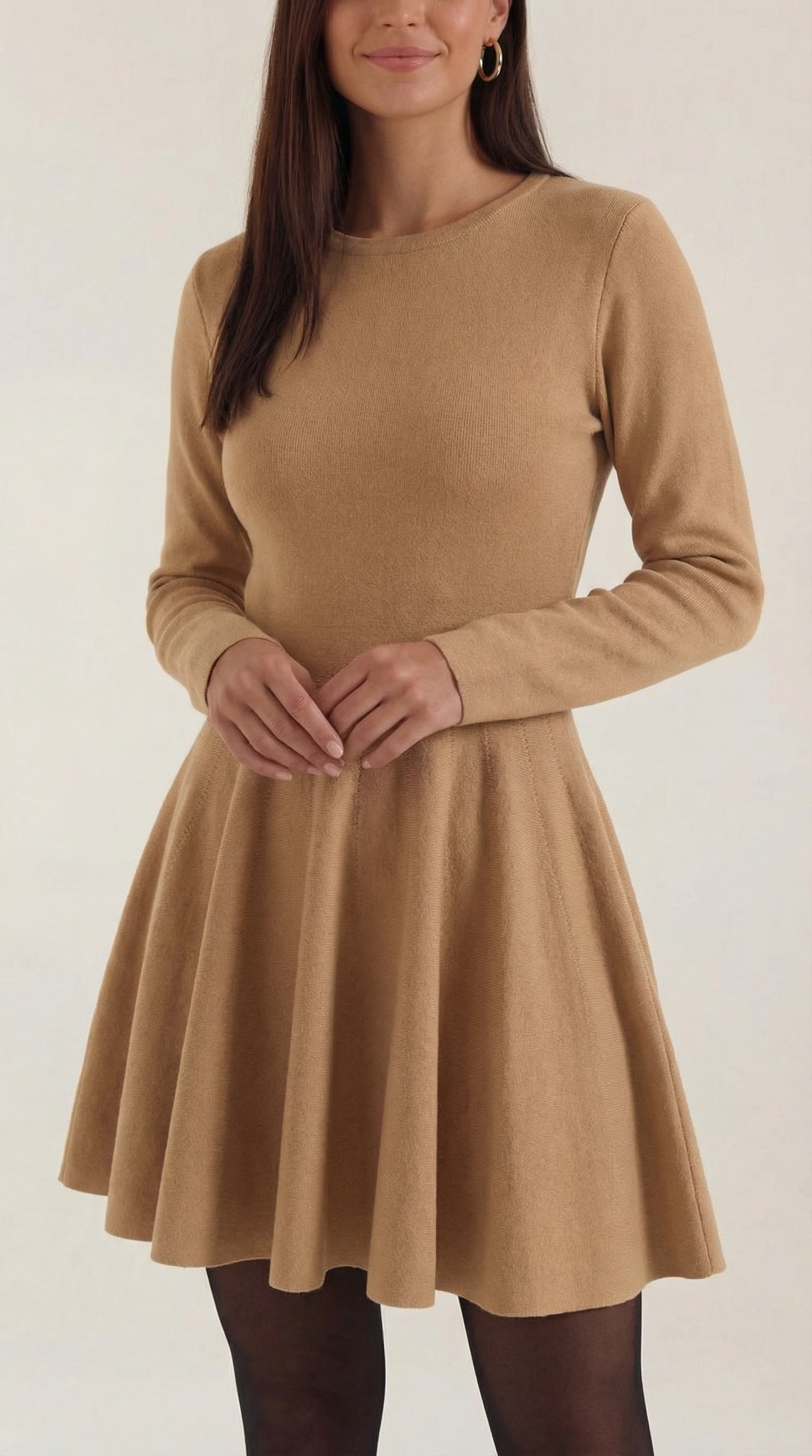 Long Sleeve Pleated Mini Dress in Soft Fabric - Elegant Casual Wear for Parties and Events