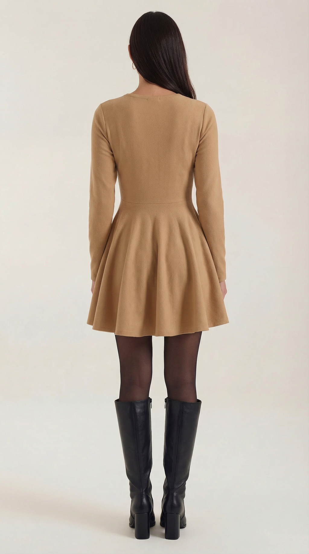 Long Sleeve Pleated Mini Dress in Soft Fabric - Elegant Casual Wear for Parties and Events