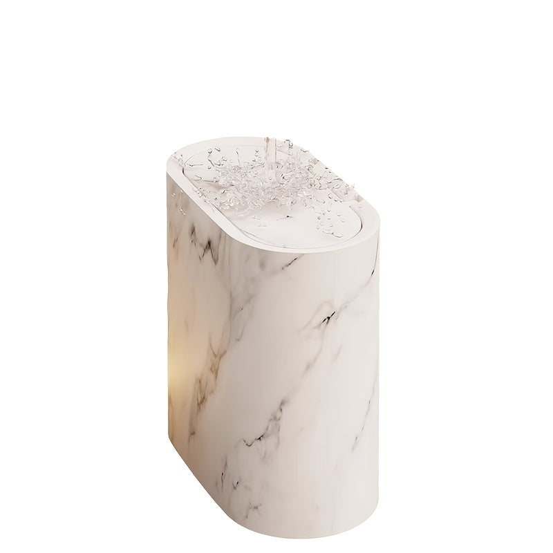 Marble Pattern Trash Can | Modern Space-Saving Bin with Lid – Bathroom, Kitchen