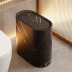Marble Pattern Trash Can | Modern Space-Saving Bin with Lid – Bathroom, Kitchen
