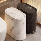 Marble Pattern Trash Can | Modern Space-Saving Bin with Lid – Bathroom, Kitchen