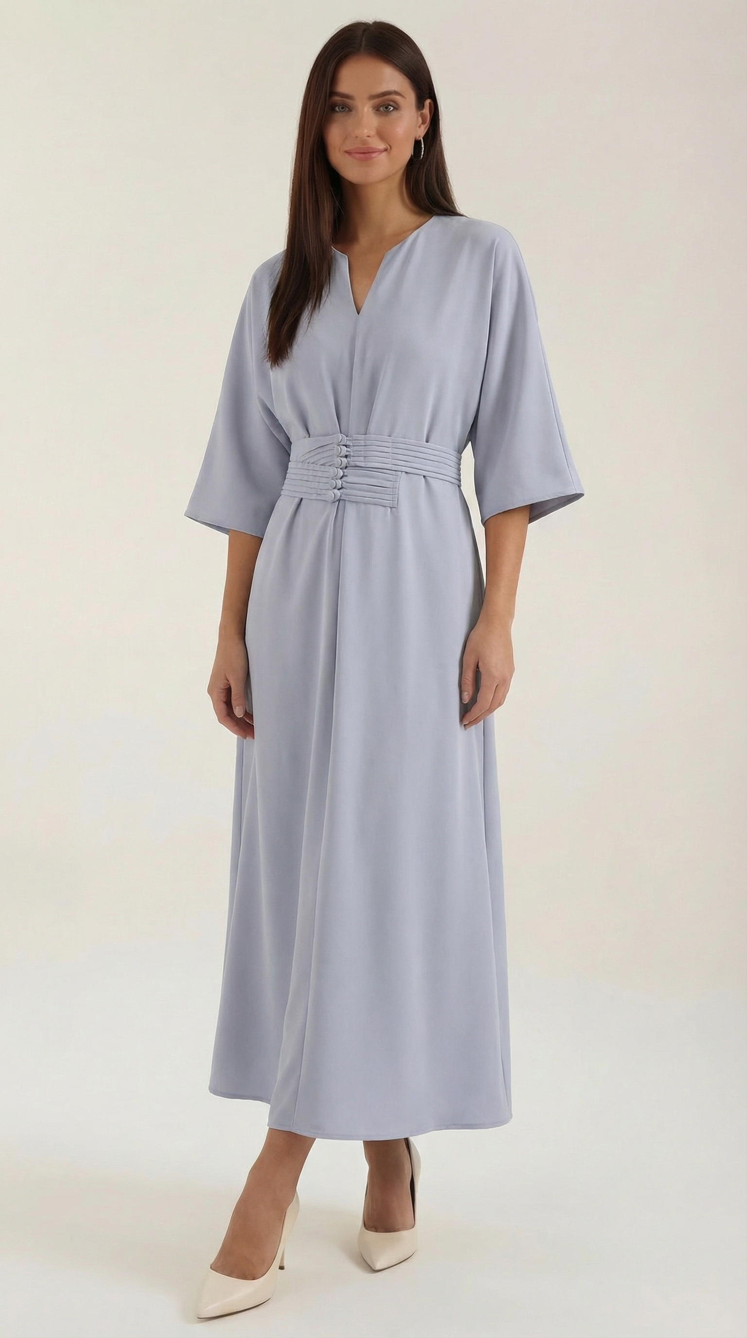 Maxi Dress with Waist Belt - Lightweight Fabric, Elegant Design for Casual or Formal Wear, Available in Multiple Colors