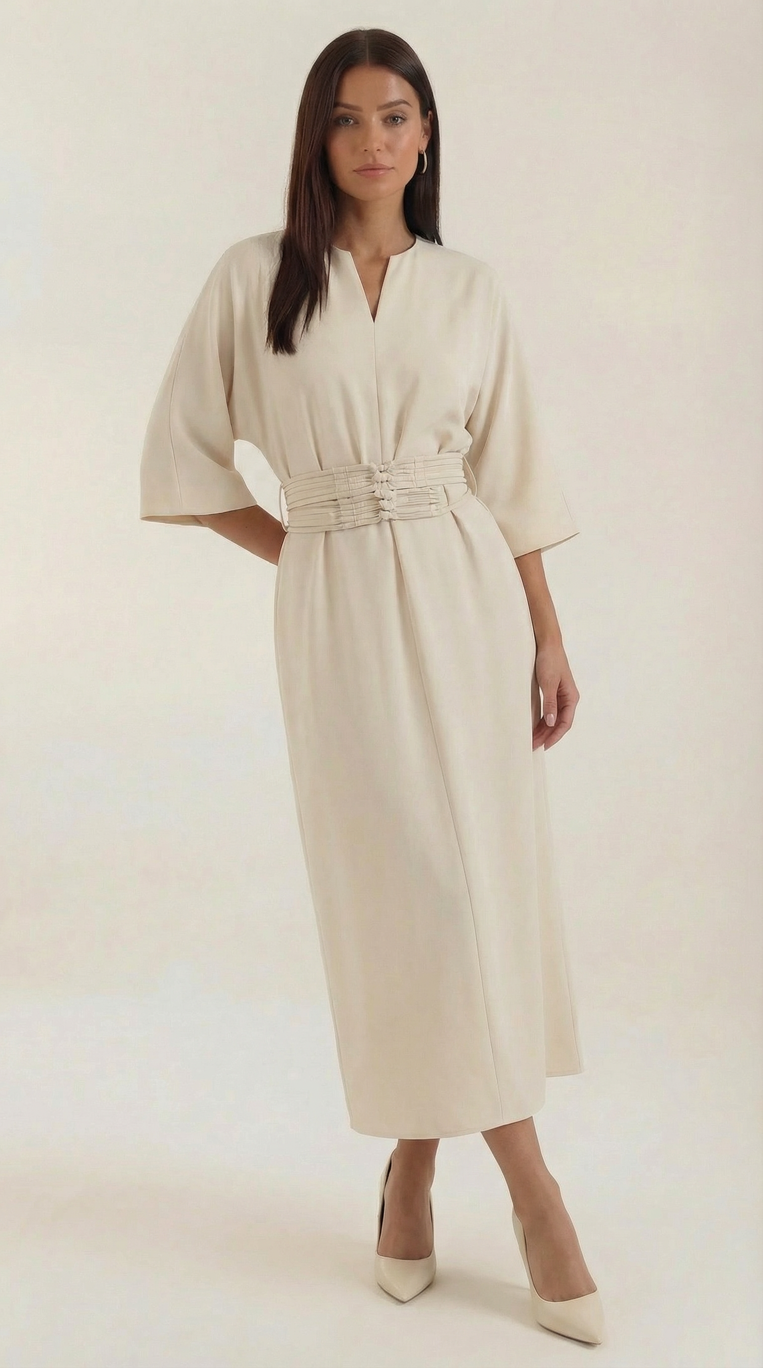 Maxi Dress with Waist Belt - Lightweight Fabric, Elegant Design for Casual or Formal Wear, Available in Multiple Colors