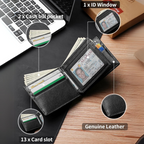 Men's Bifold Genuine Leather RFID Blocking Wallet – Everyday Use, Travel
