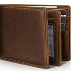 Men's Bifold Genuine Leather RFID Blocking Wallet – Everyday Use, Travel