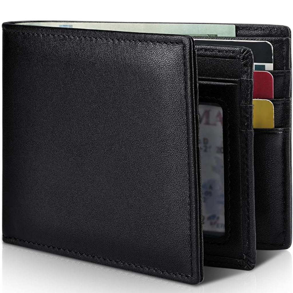 Men's Bifold Genuine Leather RFID Blocking Wallet – Everyday Use, Travel