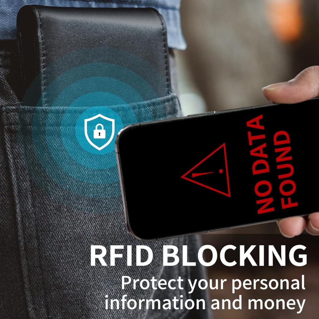 Men's Bifold Genuine Leather RFID Blocking Wallet – Everyday Use, Travel