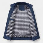 Men's Bomber Jacket with Checked Lining and Ribbed Trims for Casual Wear