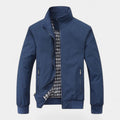 Men's Bomber Jacket with Checked Lining and Ribbed Trims for Casual Wear